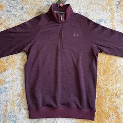 Under Armour Mens Pullover Med Storm Cold Gear 1/4 Zip Striped Maroon NWT sports