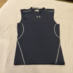 Under Armour Sleeveless Shirt Mens Medium Blue HeatGear Compression Athletic Gym