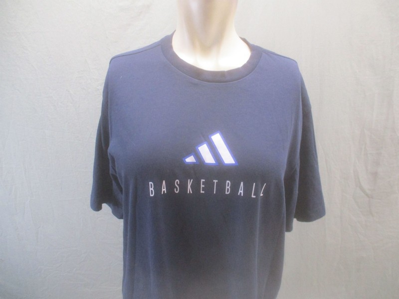 Adidas Size S Men Blue Cotton Blend Short Sleeve Basketball Sports TShirt 290 gallery