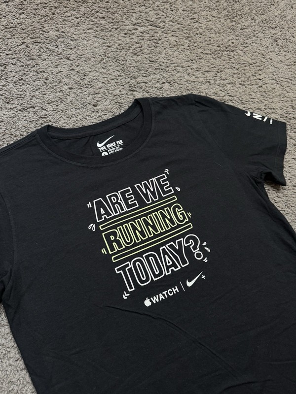 Apple Watch Promo Nike Shirt Woman Small Black Are We Running Today Run Club gallery