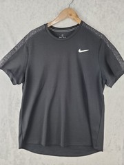 Nike Court Shirt Men Size XL Short Sleeve Tennis Top Black Pique Print