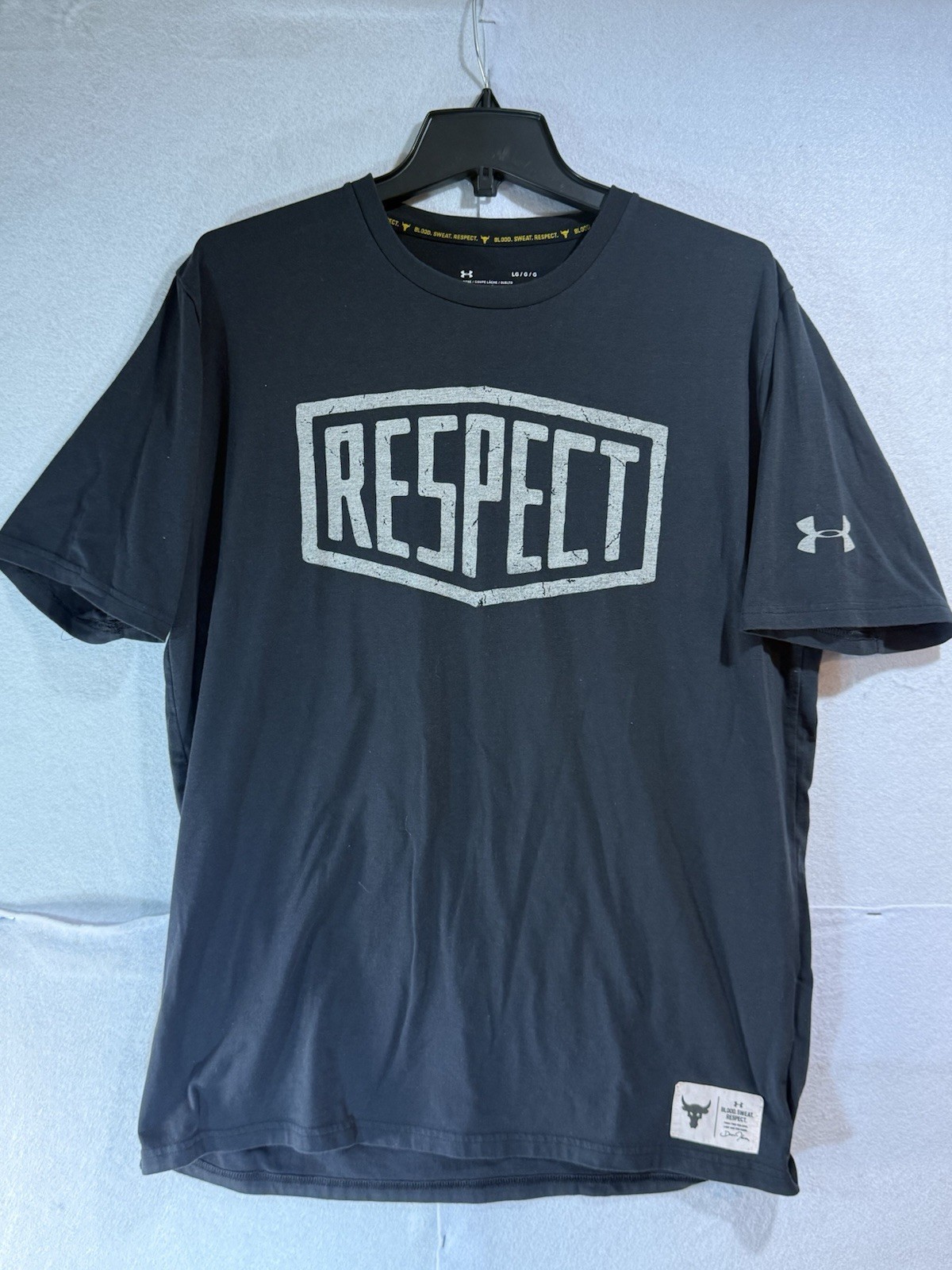 Men's Under Armour Project Rock "Respect" Graphic T-Shirt Gray Large gallery