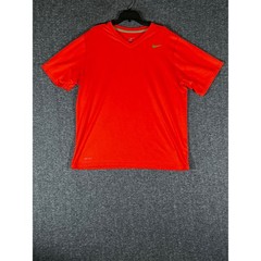Nike Dri-FIT Mens XL V-Neck Short Sleeve Performance T-Shirt Orange Green Logo