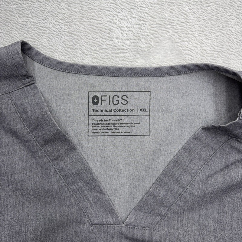 FIGS Scrub Top Mens XXL Gray Technical Collection V-Neck Short Sleeve Pocket gallery