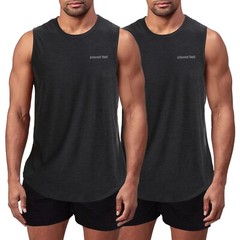 Men’s BIG and TALL 2 Pack Active Gym Sleeveless Shirts Crew Neck Muscle Tank Top