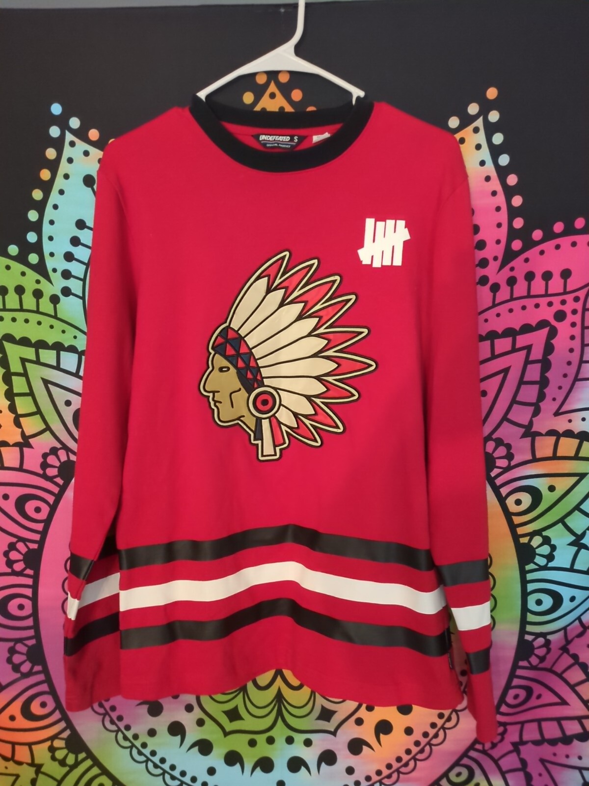 Undefeated Hockey Jersey Mens S Small Red Long Sleeve Indian Chief Crew Neck gallery