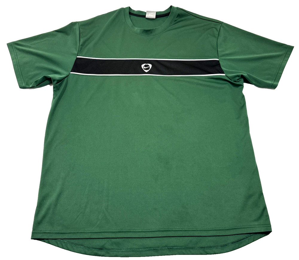 Nike Total 90 Soccer Jersey Mens XL Green Striped Center Swoosh Y2K EUC Crewneck