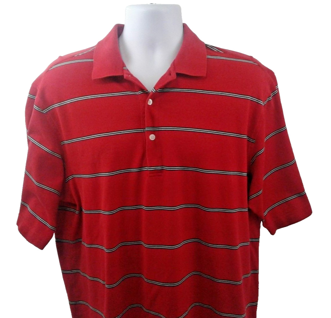 Nicklaus Mens Red w/Black & White Stripes Double Mercerized Cotton Size L gallery