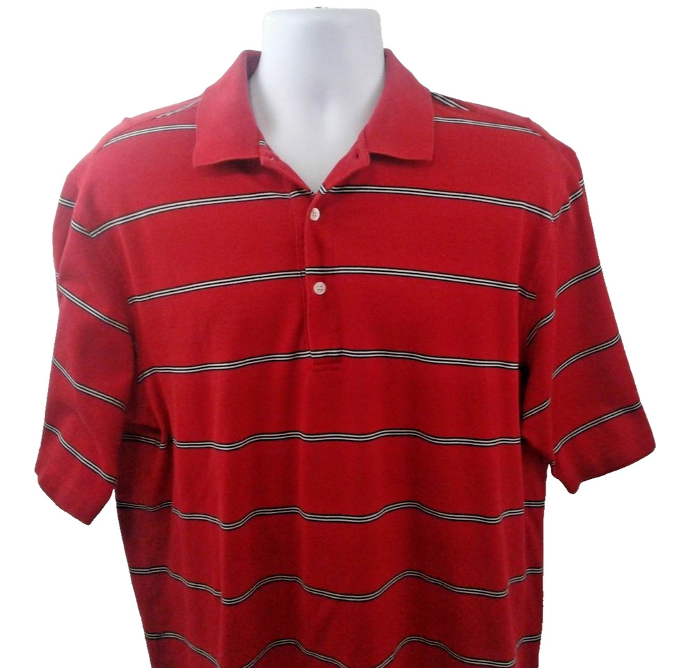 Nicklaus Mens Red w/Black & White Stripes Double Mercerized Cotton Size L