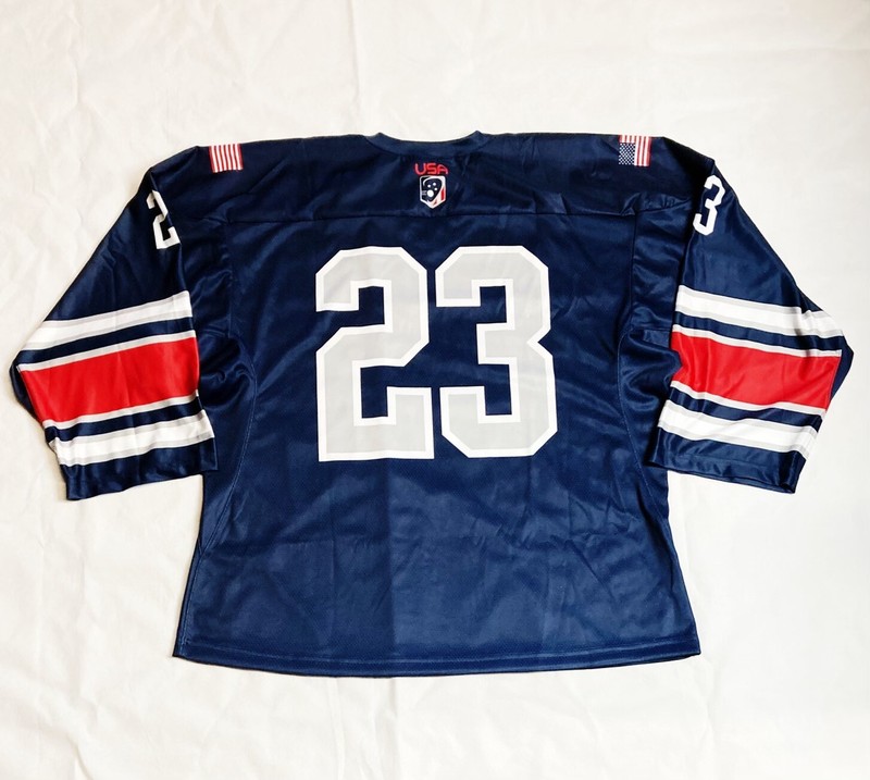 Nike Digital Team USA Elite Box Lacrosse Jersey LAX Men's L Navy Blue Red FD0707 gallery