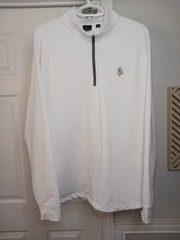 Dunning Pullover Mens Large White 1/4 Zip Golf Mock Neck Long Sleeve Performance