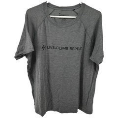 Black Diamond Rhythm Tee Merino Wool “Live. Climb. Repeat” Wicking Gray XL