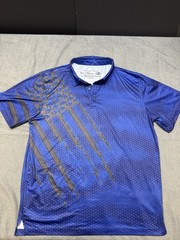 Geer Up Golf Performance Polo Shirt Mens Large Blue American Flag Ryder Cup USA