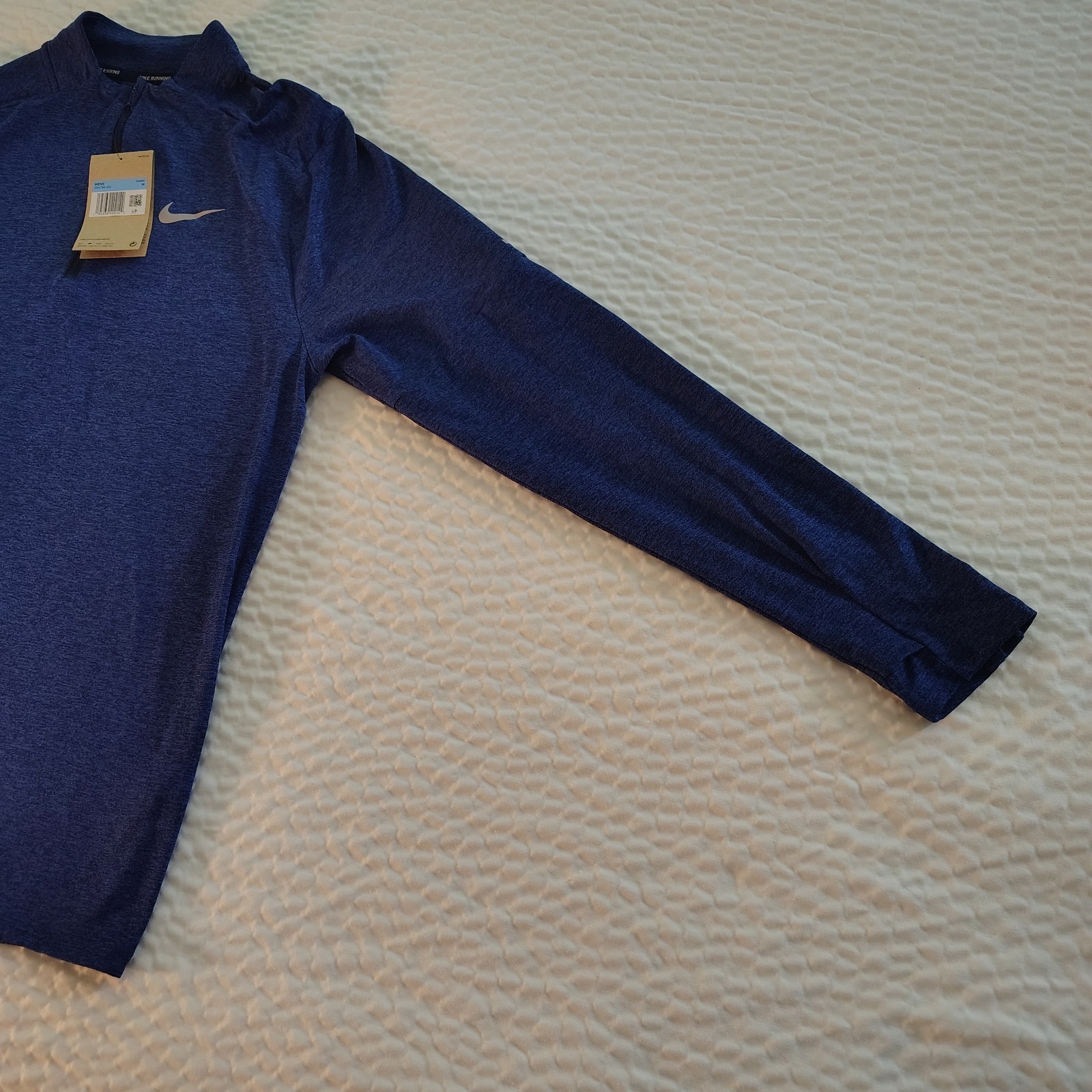 Nike Dri-FIT Blue 1/4 Zip Mock Neck Running Pullover Poly Size Men's (M) NWT gallery