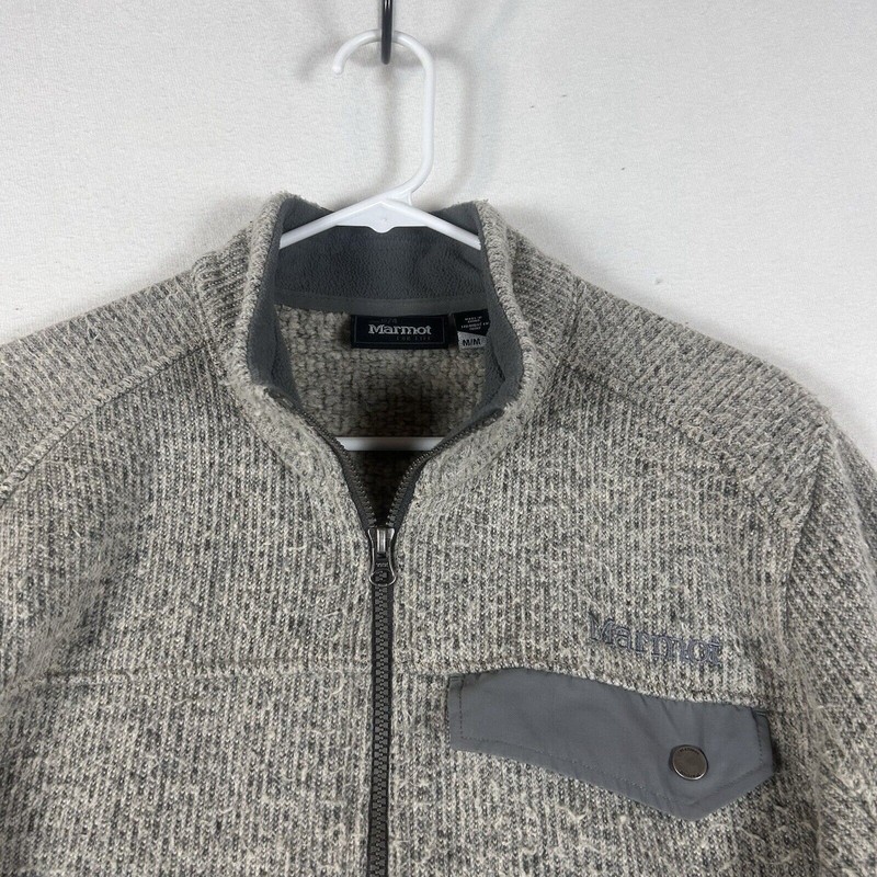 Marmot Full Zip Pullover Sweater Mens Medium Gray Outdoor Hiking Casual Pockets gallery