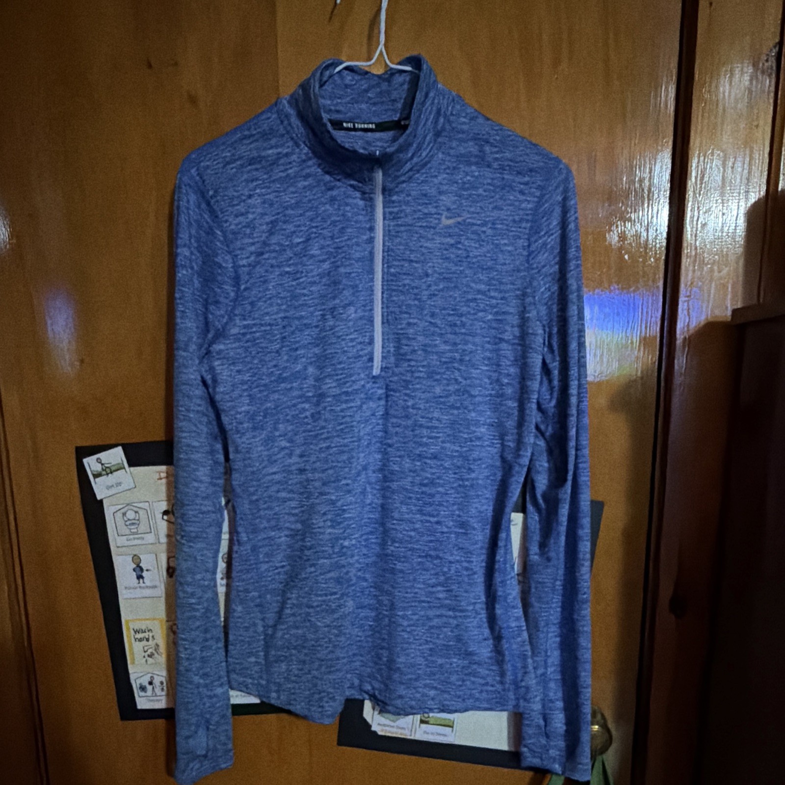 Nike Dri-FIT Men's Running Blue Solid Long Sleeve 1/4 Zip Mock Neck S gallery