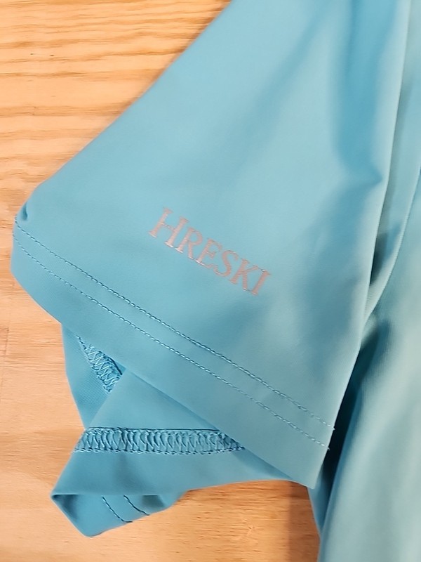 Hreski Aqua Blue Golf Polo Shirt Mens Large Lightweight Polyester Blend gallery