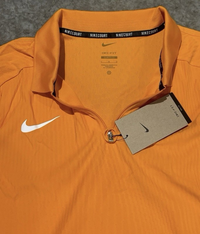 Nike Court 1/4 Zip Dri-FIT Tennis Shirt Orange HQ0792-873 Men’s Size Large NEW gallery