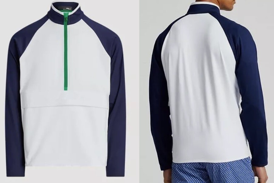 Polo Ralph Lauren RLX Golf Stretch 1/2 Zip White Blue Pullover Jacket Shirt Mens gallery
