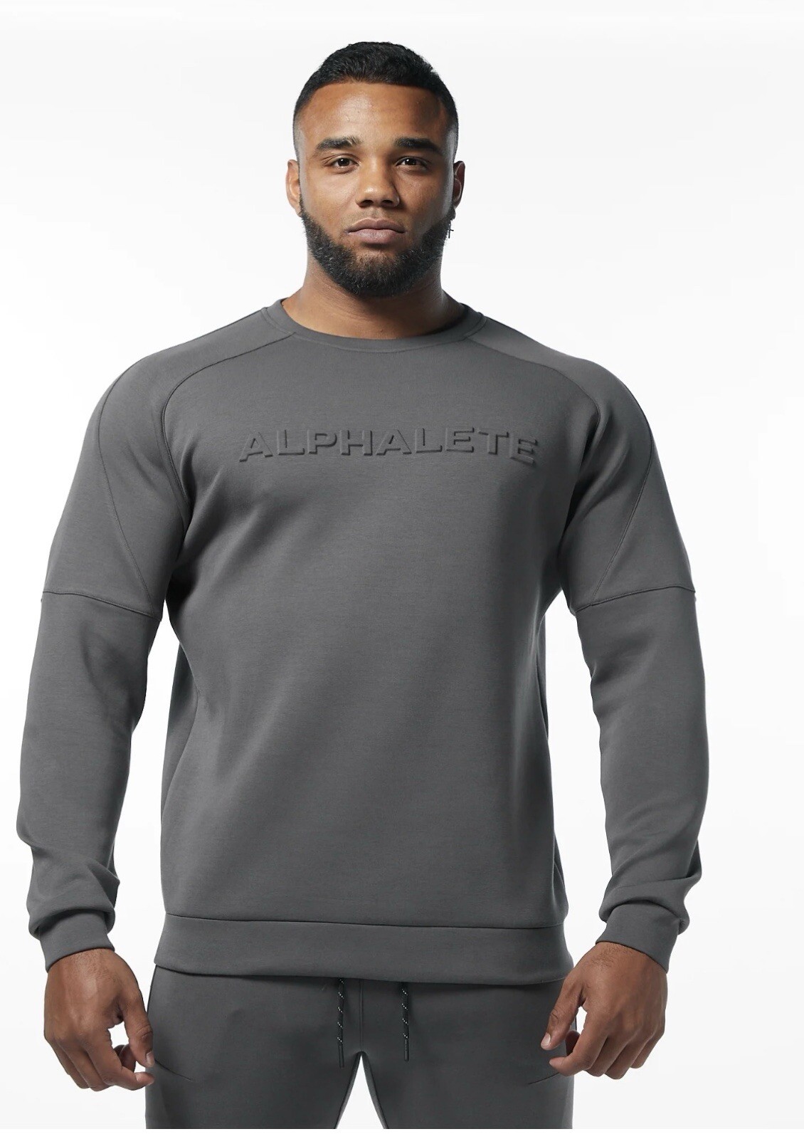 Alphalete ELMTS Long Sleeve Pullover - Charcoal, Size Large gallery