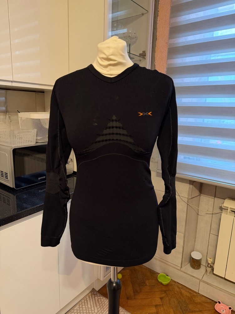 X-Bionic Compression Thermal Long Sleeve Shirt Black Running Ski Top Size S-M