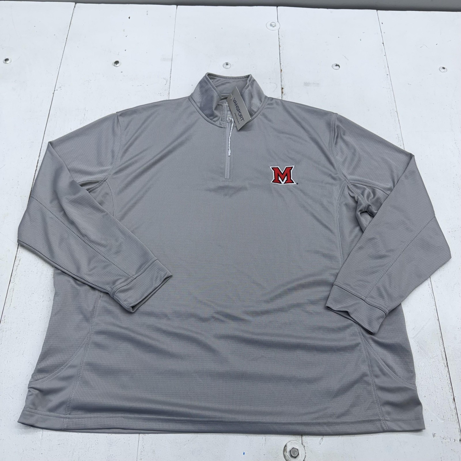 Miami RedHawks Sweatshirt Mens 2XL Gray NCAA Football Vansport 1/4 Zip Pullover gallery