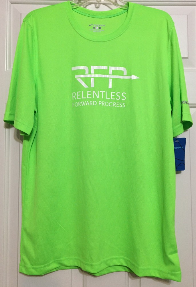 NWT Brooks lime green L relentless athletic active short sleeve shirt men's