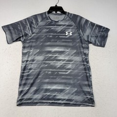 Under Armour Shirt Mens Medium Gray Short Sleeve Outdoor Gym Sports Athletic