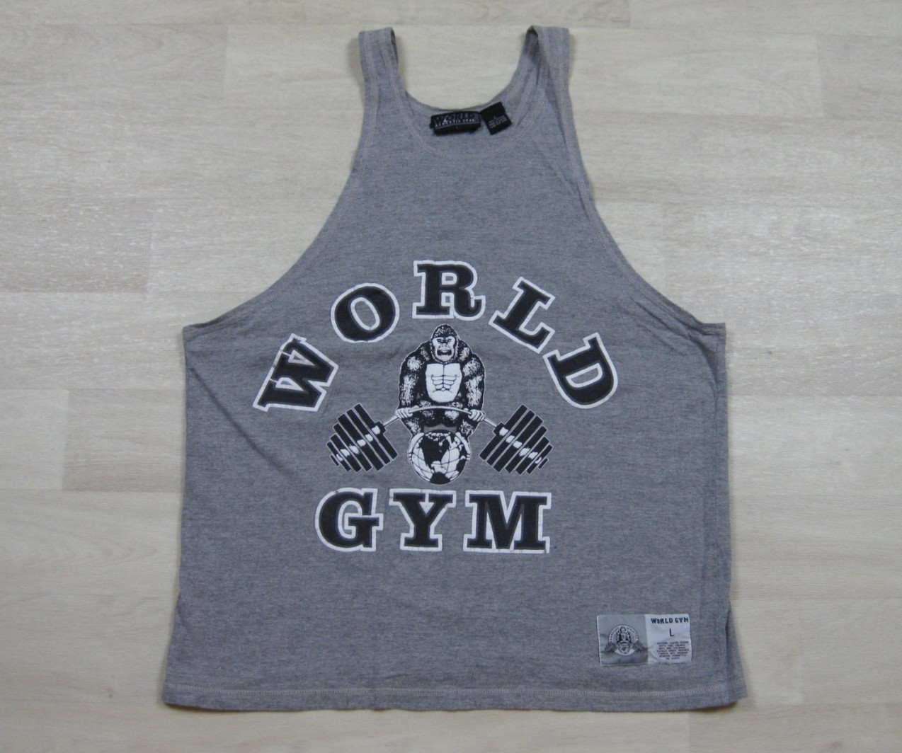 Vintage 90s World Gym Stringer Tank Top Men's (L) Bodybuilder Athletic Y2K gallery