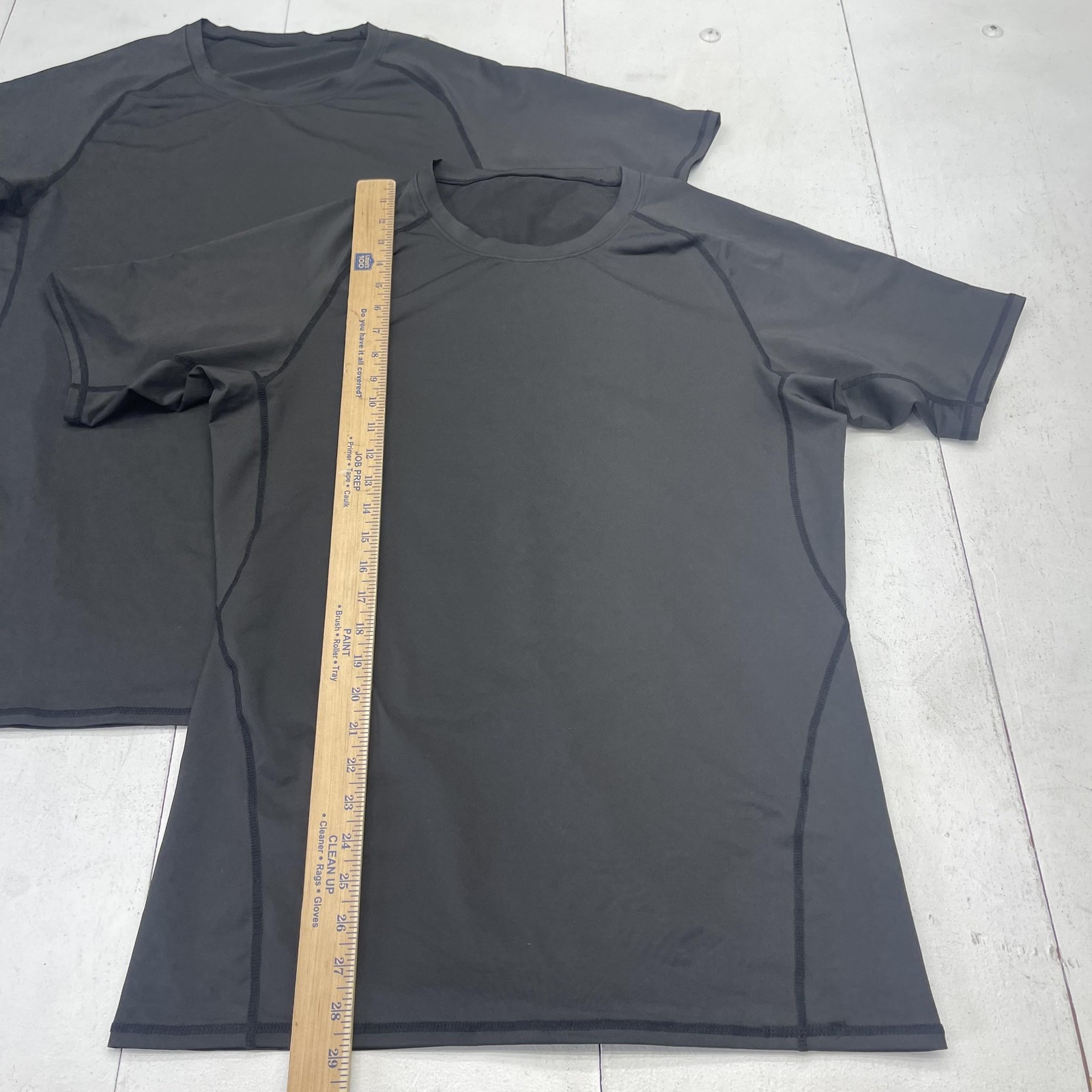 2 Pack Athletic Performance Shirt Mens XL Black Short Sleeve Stretch Workout Top gallery