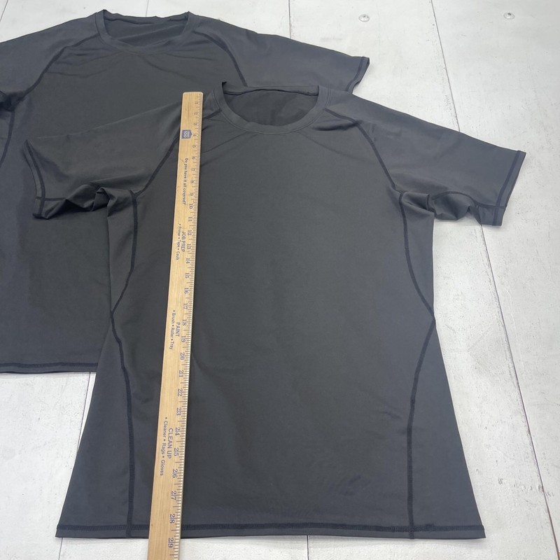 2 Pack Athletic Performance Shirt Mens XL Black Short Sleeve Stretch Workout Top gallery