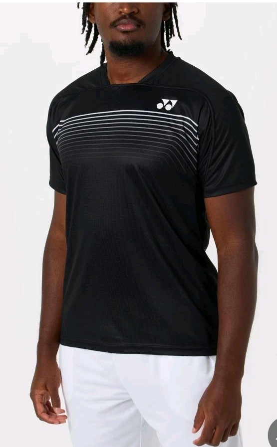 Yonex Men's Spring Club Chest Stripe Top Black Size Medium gallery