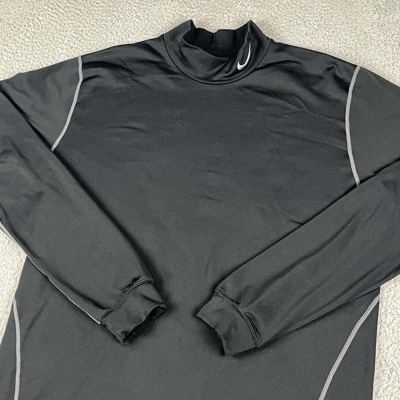 Nike Shirt Mens XXL Black Pro Combat Base Layer Mock Neck Compression Dri Fit gallery