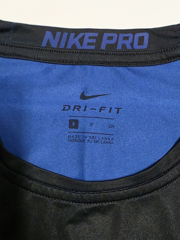 Nike Pro Dri-FIT Compression Long Sleeve Shirt Pants Set Black Blue Men's S gallery