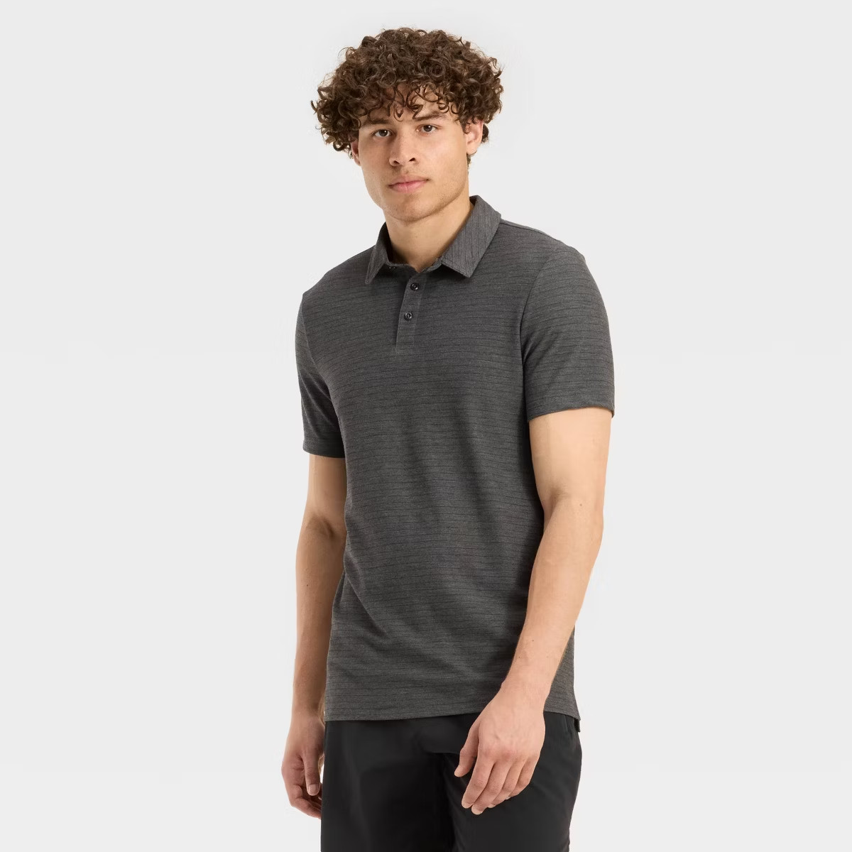 Men's Striped Pique Polo Shirt - All In Motion Dark Gray M *NWT* gallery
