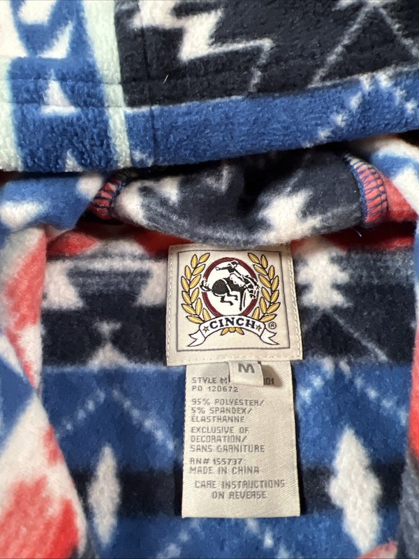 Men’s Cinch Long Sleeve 1/4 Button Pullover Sweatshirt Sz M Aztec Southwest gallery