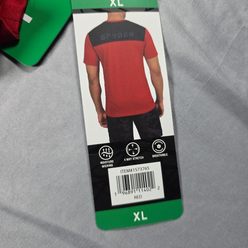 Spyder Active Shirt Men's Size XL Red Short Sleeve Performance gallery