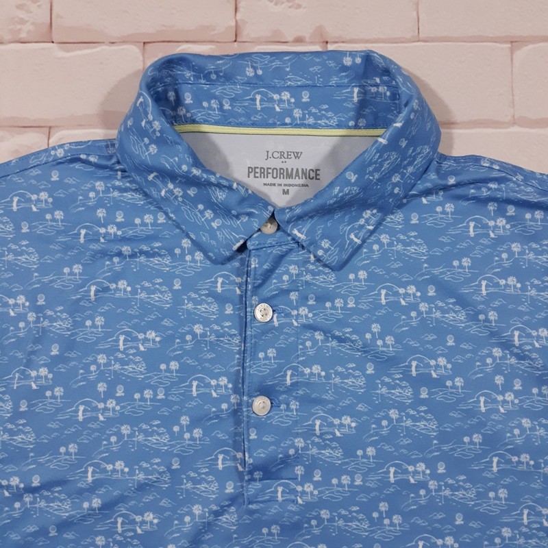 J.CREW Performance Polo Shirt Mens Medium Golf Graphic Blue Stretch Preppy gallery