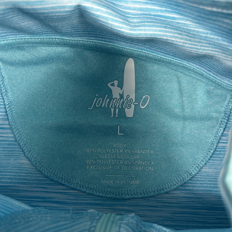 Johnnie-O Golf Pullover Bert 1/4 Zip Large Blue Striped Polyester NWT MSRP $118 gallery