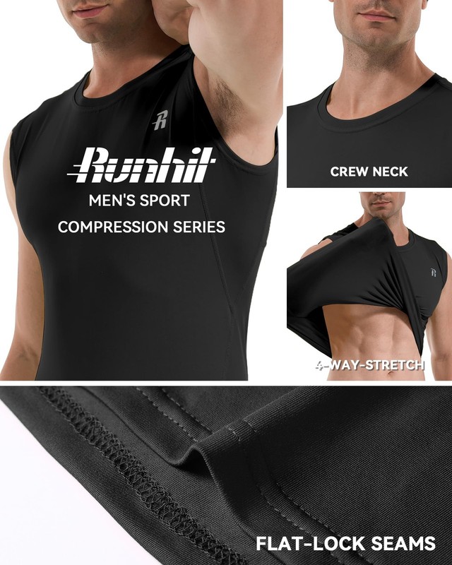 2 Pack Mens Compression Shirt Sleeveless Workout Tank Top Breathable Sports B... gallery