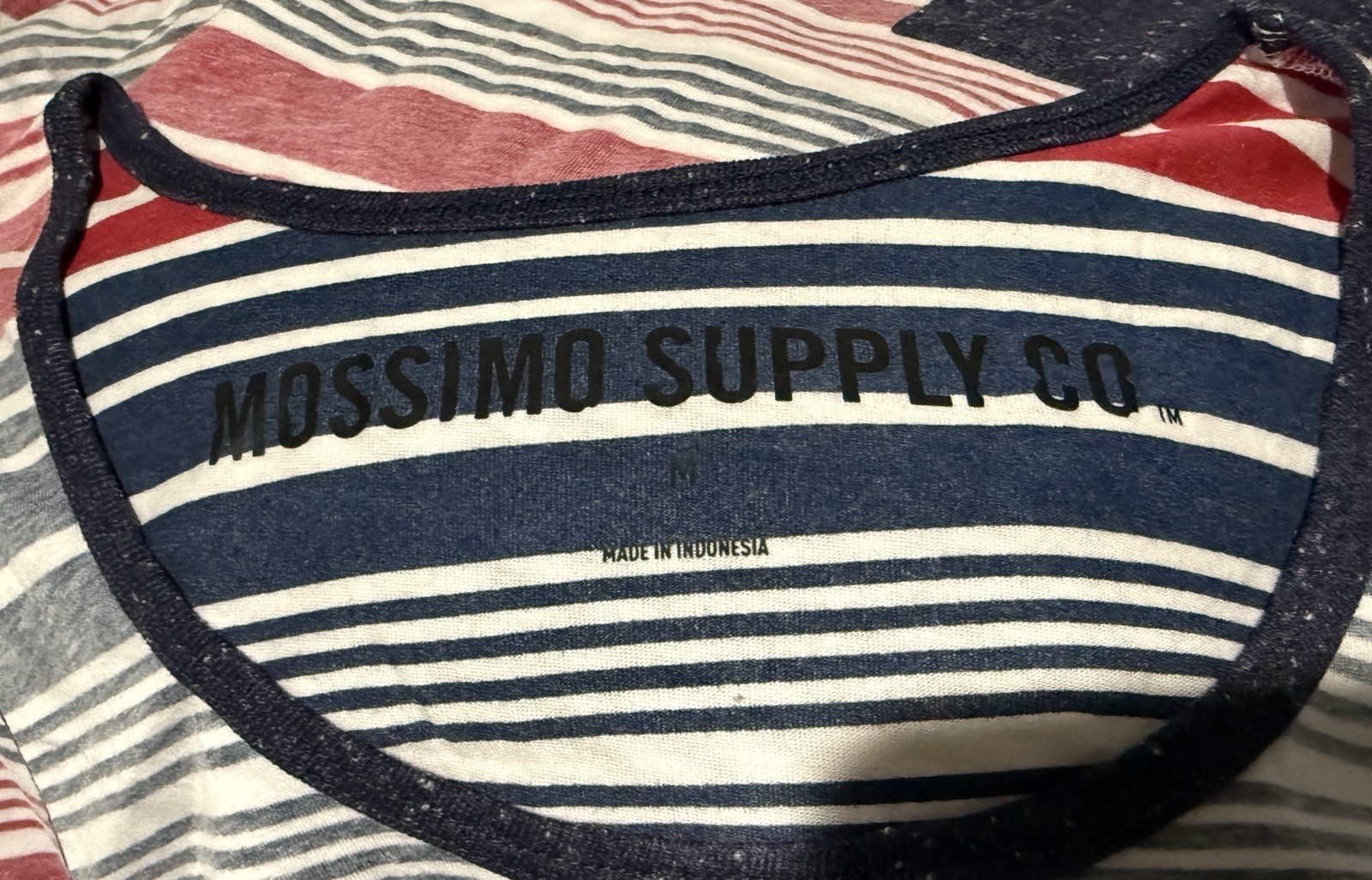 Mossimo Supply Co Men's Striped Tank Top Pocket Red Blue Gray Size M gallery