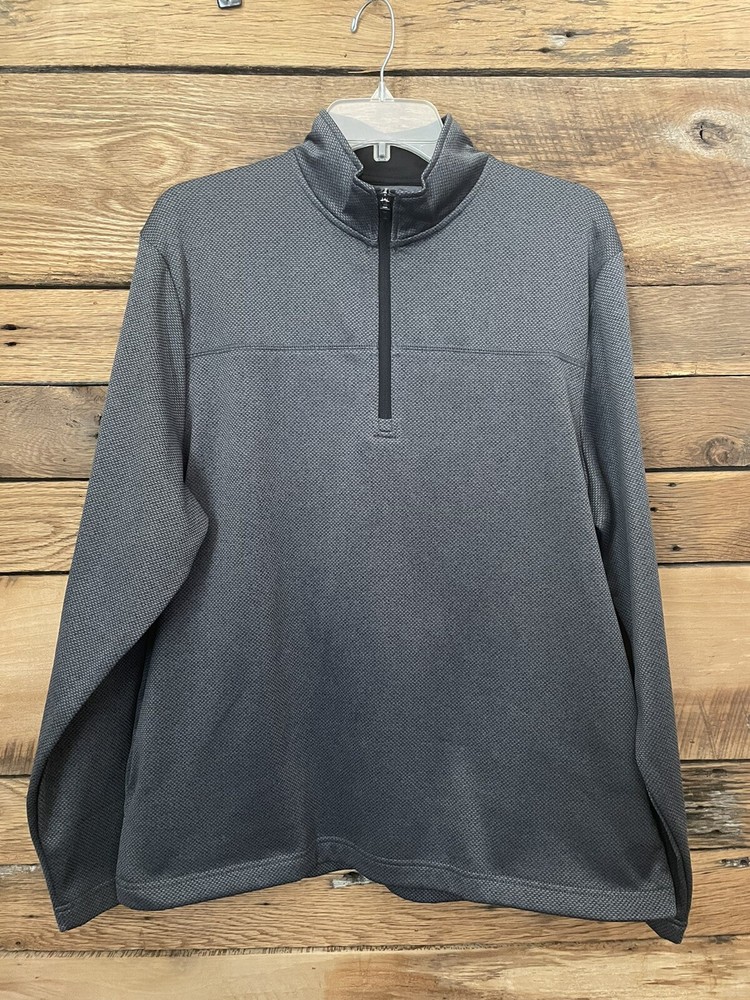 PGA TOUR Mens M Gray Quarter Zip Pullover Fleece Knit Golf Layer Warm Casual