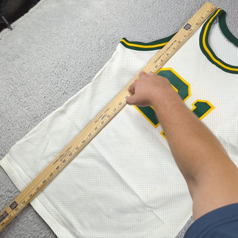 VTG 70s Champion Jersey Mens Large White Green Yellow Basketball USA Made #21 gallery
