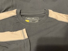 EDDIE BAUER TRAVEX SPORT LOOKOUT ACTIVEWEAR LONG SLEEVE BLUE GRAY T-SHIRT SMALL