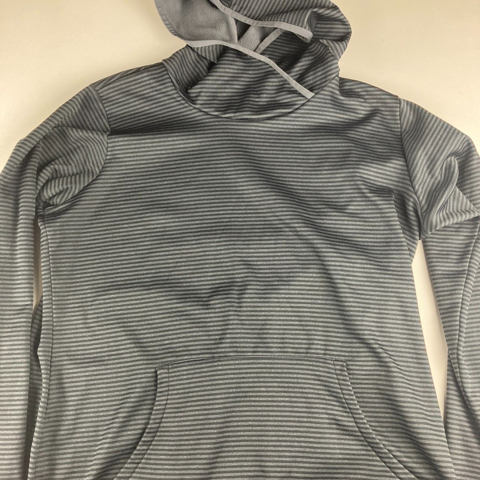Columbia Men’s XL Gray Striped Fleece Lined Hoodie Pullover Pocket gallery