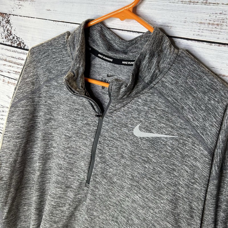 Nike Dri-Fit Element 1/4 Zip Pullover Running Top AQ7903-021 Heather Gray Large gallery