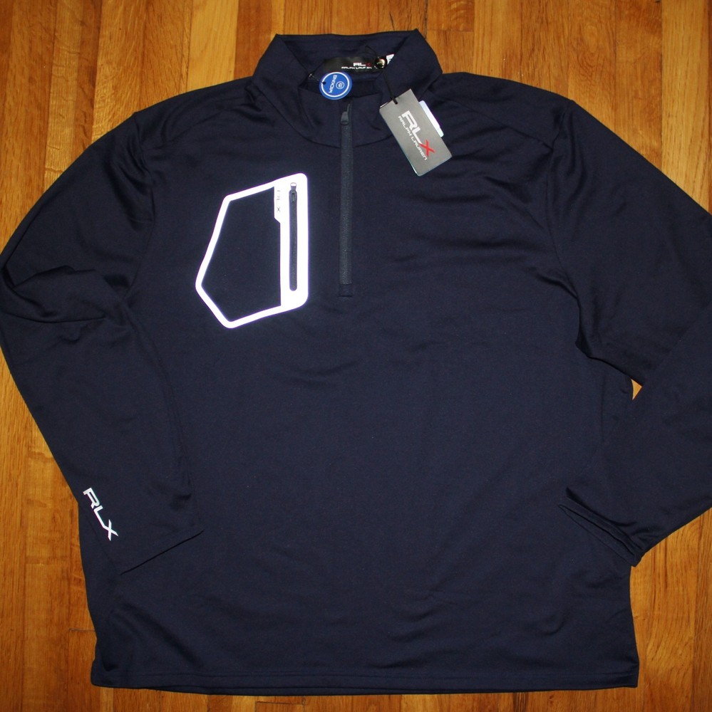 Ralph Lauren RLX Golf Performance Jersey Quarter-Zip Pullover Mens L Navy Blue