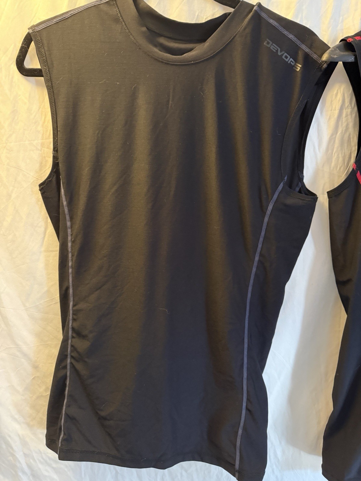 Devops Men's Pair Of Two Sleeveless Compression Shirt Red And Black Size L gallery