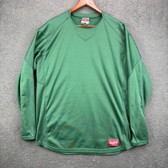 Rawlings Mens Large Green Long Sleeve Performance Baseball Training Shirt L