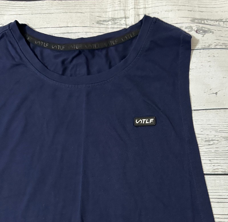 TLF Men's Athletic Sleeveless Performance Tank Top Gym Workout Size L Navy Blue gallery